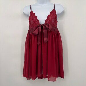 Victoria’s Secret Red Lace Babydoll Lingerie Nightgown Size Large